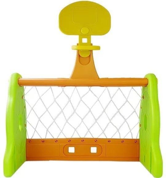 LEAN Toys Futbalová bránka Basketbal 2v1 pre deti Zelená oranžová