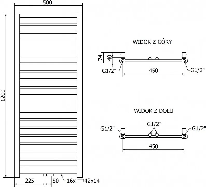 Mexen Uran vykurovacie teleso 1200 x 500 mm, 416 W, zlatá, W105-1200-500-00-50