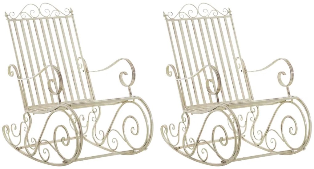 Kovové hojdacie kreslo Smile (SET 2 ks) - Krémová antik