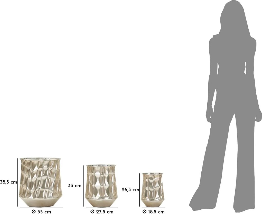 Sada 3 ks obalů na květináč Silver stříbrná