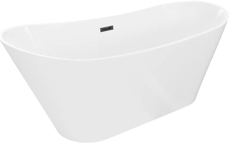 Mexen Dora, voľne stojaca vaňa 160 x 75 cm, biela, čierny prepad, 52071607500-70