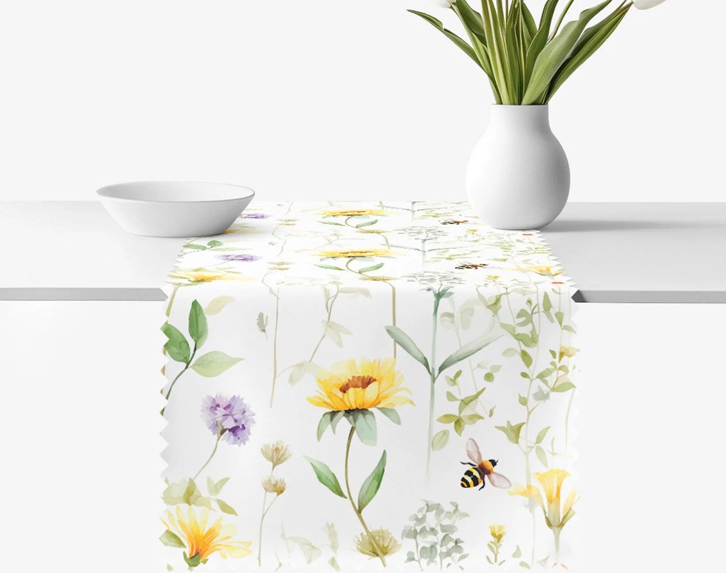 Goldea behúň na stôl teflónový - lúčny svet 35x120 cm