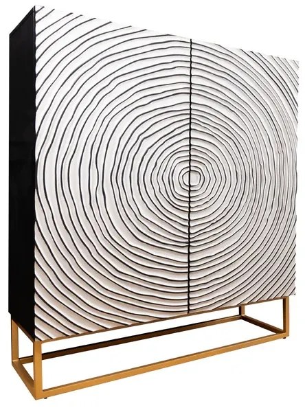 Dizajnová vysoká komoda Talitha 120 cm čierna / biela