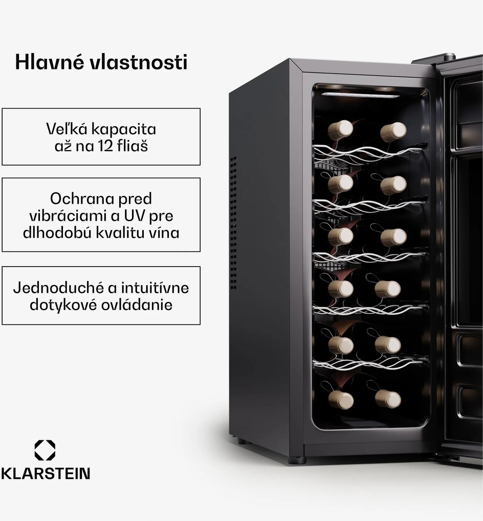 Klarstein Silent Vino 12 Uno Slim Chladnička na víno 30 l / 12 fliaš 8-18 °C Dotyková