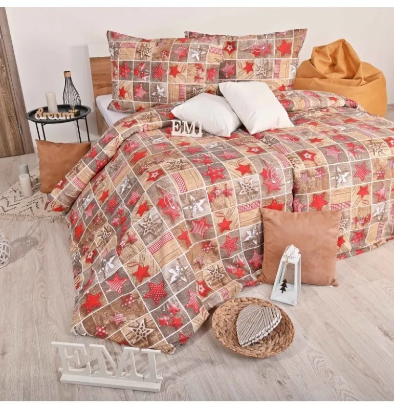 Vianočné bavlnené obliečky Ginger EMI, Štandardný set jednolôžko obsahuje 1x 140x200 + 1x 70x90