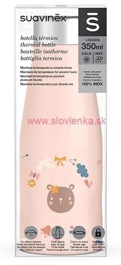 SUAVINEX - termo nerezová fľaša 350 ml FOREST - ružová