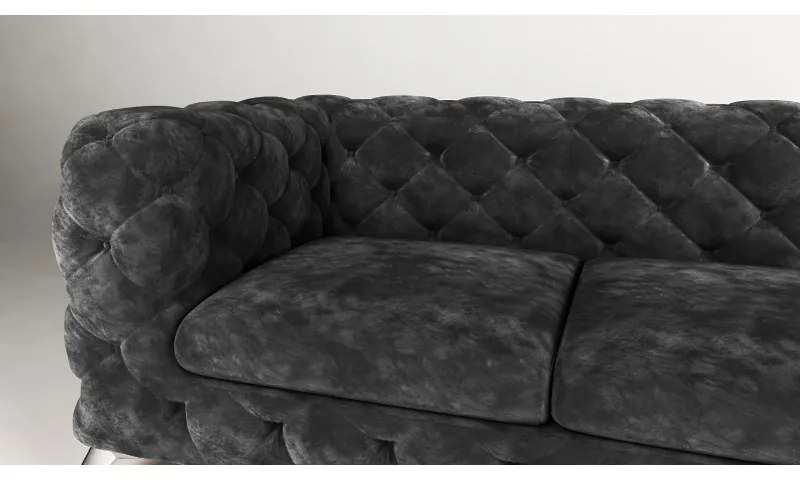 ROHOVÁ SEDAČKA CHESTERFIELD LARISSA PRAVÁ - ĽAVÁ ČIERNA SEMIŠOVÁ LÁTKA 323 X 204 cm