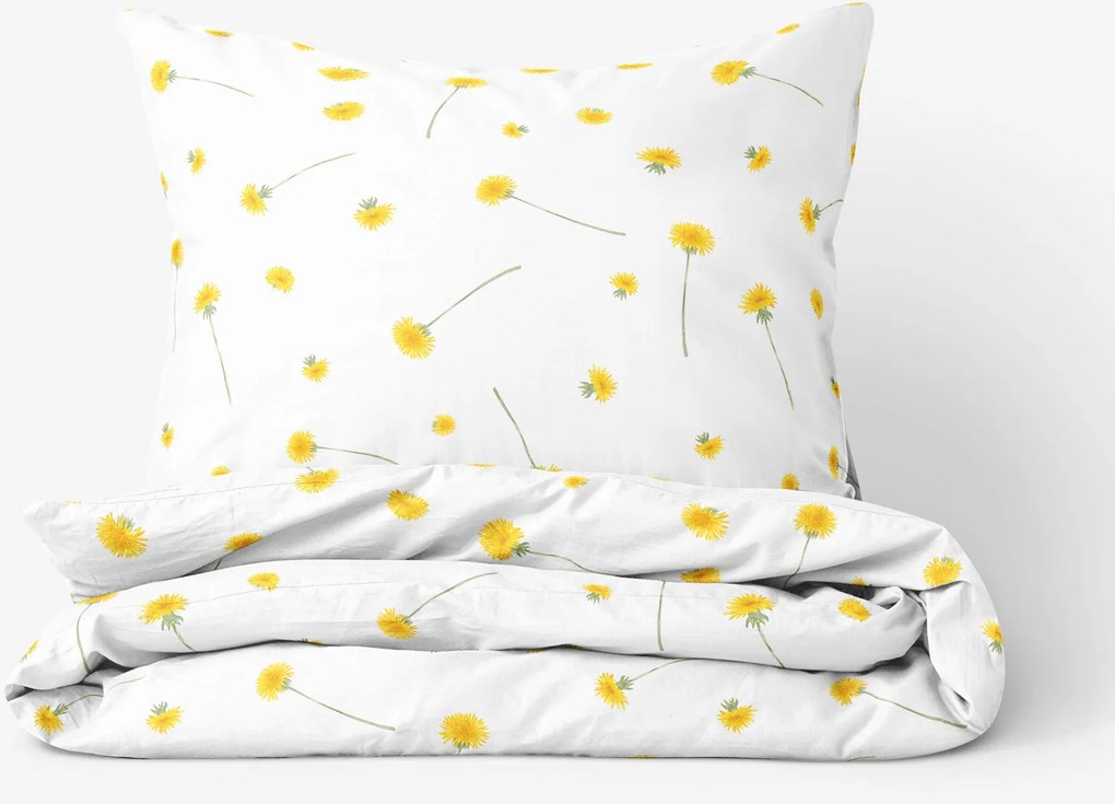 Goldea bavlnené posteľné obliečky - púpavy 220 x 200 a 2ks 70 x 90 cm