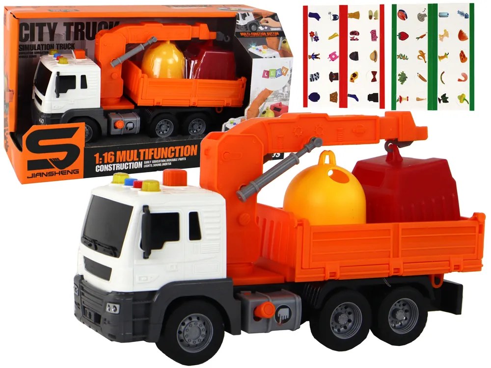 Lean Toys Oranžové smetiarske auto na trecí pohon 1:16