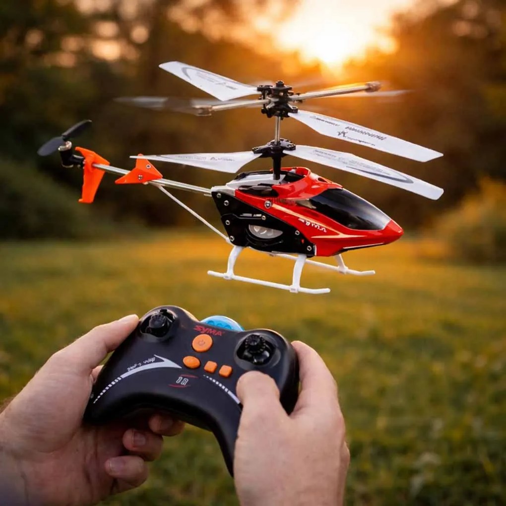 KIK Syma S5 RC diaľkovo ovládaný vrtuľník 3CH červený — gyroskop, pre začiatočníkov