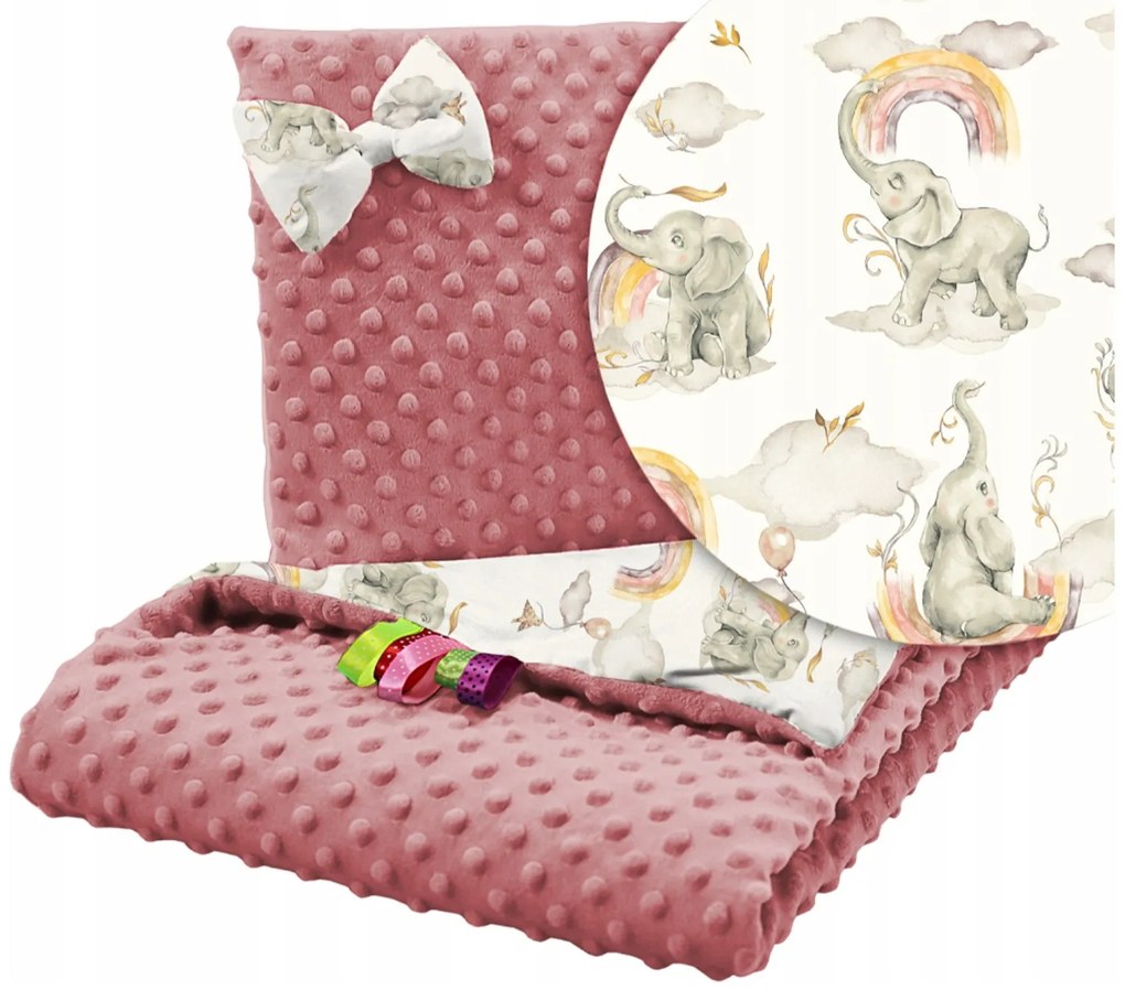 BabiM Deka do kočíka + vankúš 75x100 Minky Animals Farba: safari
