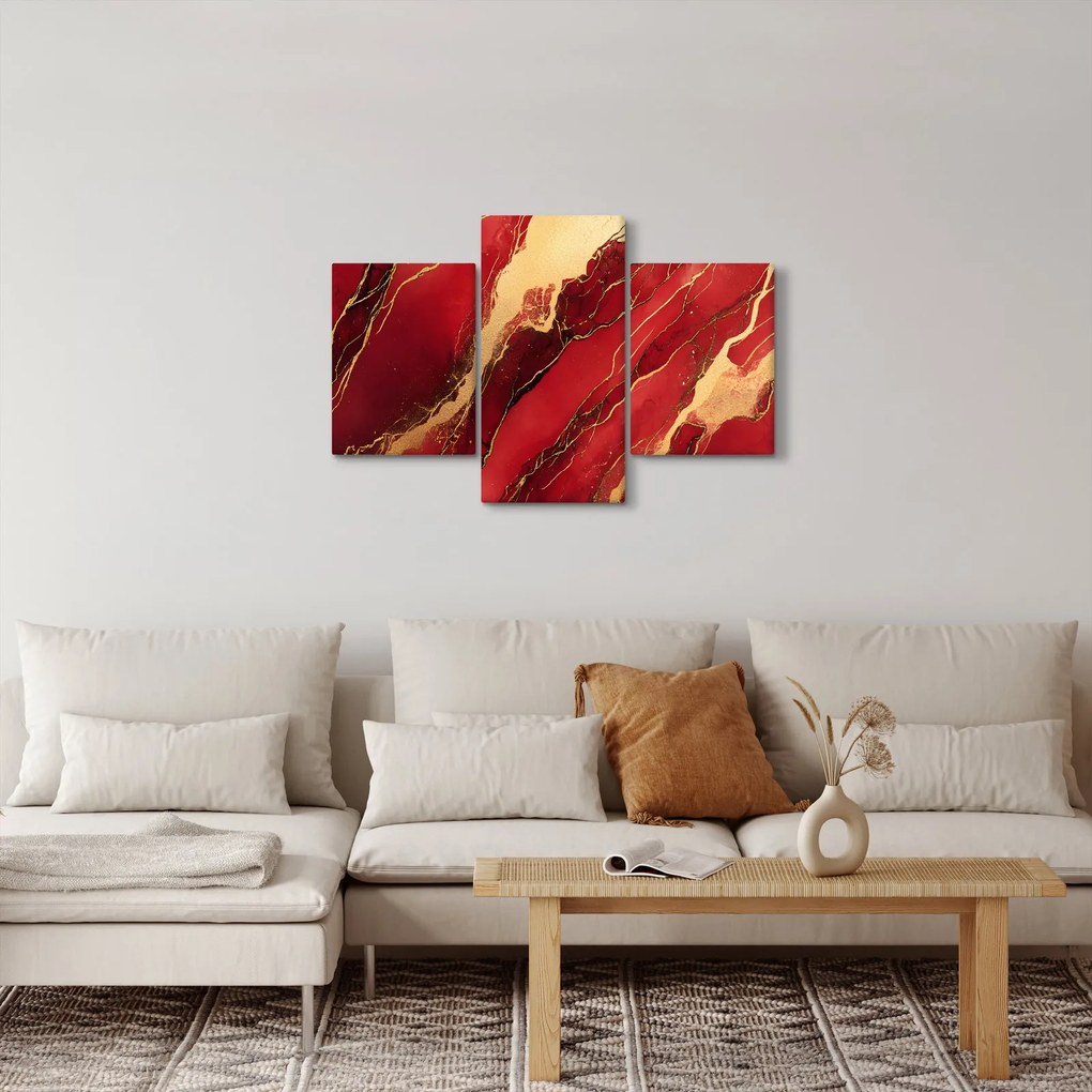 Obraz - Červeno-zlatý mramor (90x60 cm)