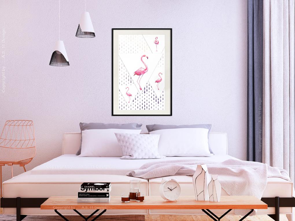 Artgeist Plagát - Flamingo Family [Poster] Veľkosť: 20x30, Verzia: Čierny rám s passe-partout