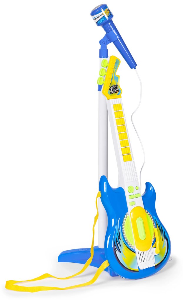 Hudobná sada mikrofón, elektrická gitara, stojany, mp3, modrá