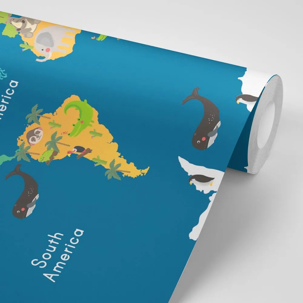 Tapeta náučná mapa sveta pre deti