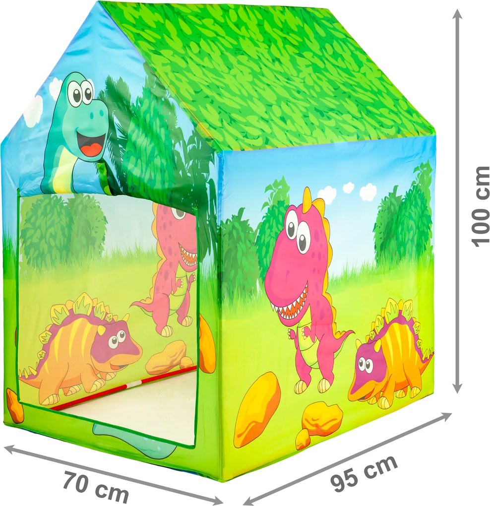 Namiot domček pre deti IPLAY Dino – hracia skrýša, ľahký rám, 95×72×102 cm