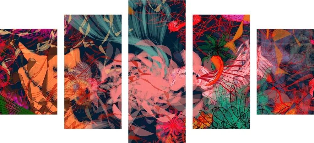 5-dielny obraz abstraktné kvetiny Varianta: 100x50