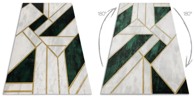 Koberec EMERALD exkluzívny 1015 glamour, styl marmur, geometrický fľaškovo zelený / zlatý