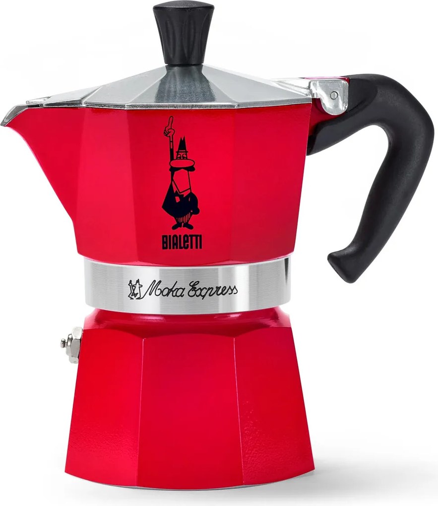 Kávovar na moka kávu Bialetti Moka Express, 130 ml, červený