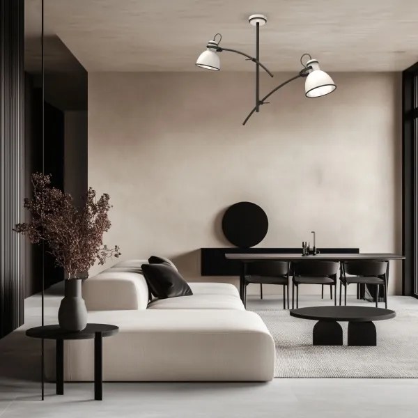 Závesný luster na tyči ZUMBA 2xE27/60W/230V biela/čierna