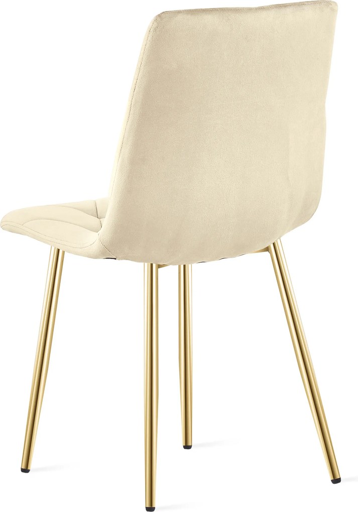 Svetlobéžová zamatová jedálenská stolička LIBRA so zlatými nohami