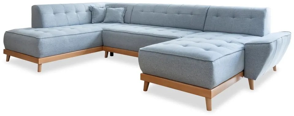 Svetlomodrá rozkladacia pohovka do "U" Miuform Dazzling Daisy, ľavý roh