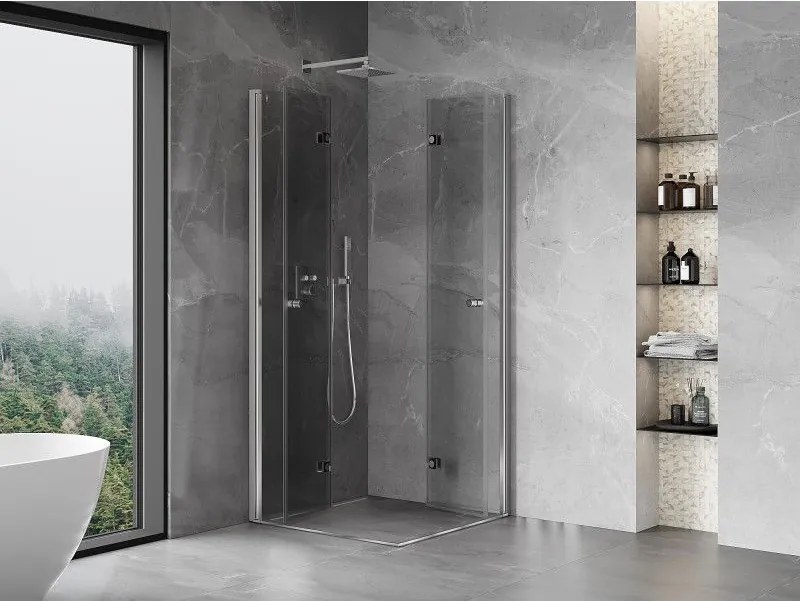 Mexen Mist-F Duo, skladací sprchový kút 105 x 105 cm, číre sklo, chrómový profil, 8A6-105L-105P-01-00