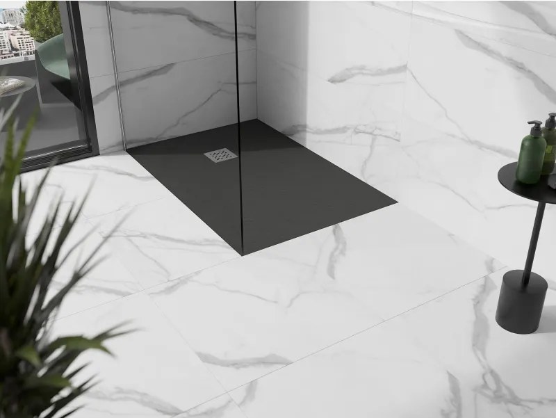 Mexen Stone+, obdĺžniková vanička z minerálneho kompozitu 130 x 80 cm, antracitová, 44718013