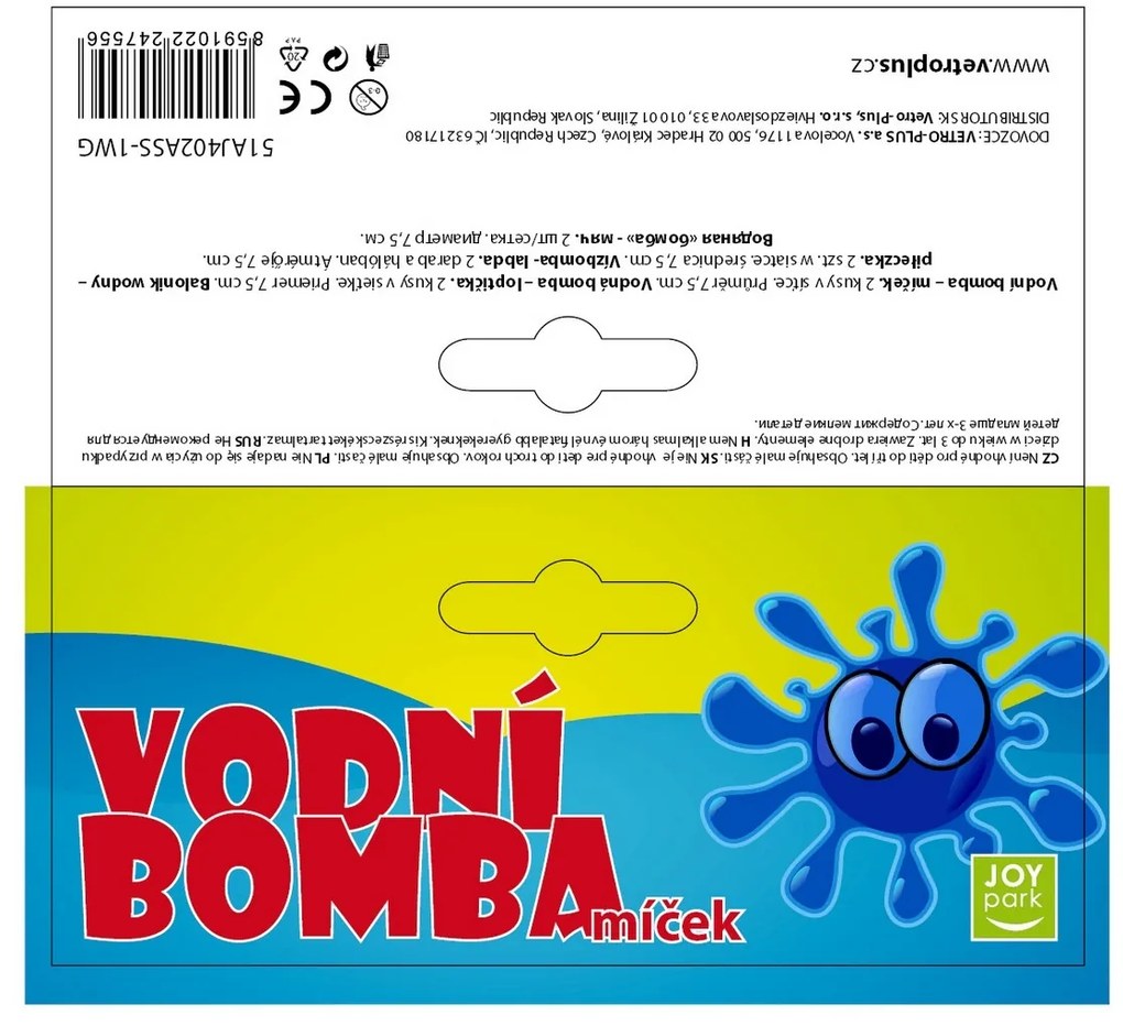 Joy Park Vodná bomba guľa 2 ks, 7,5 cm