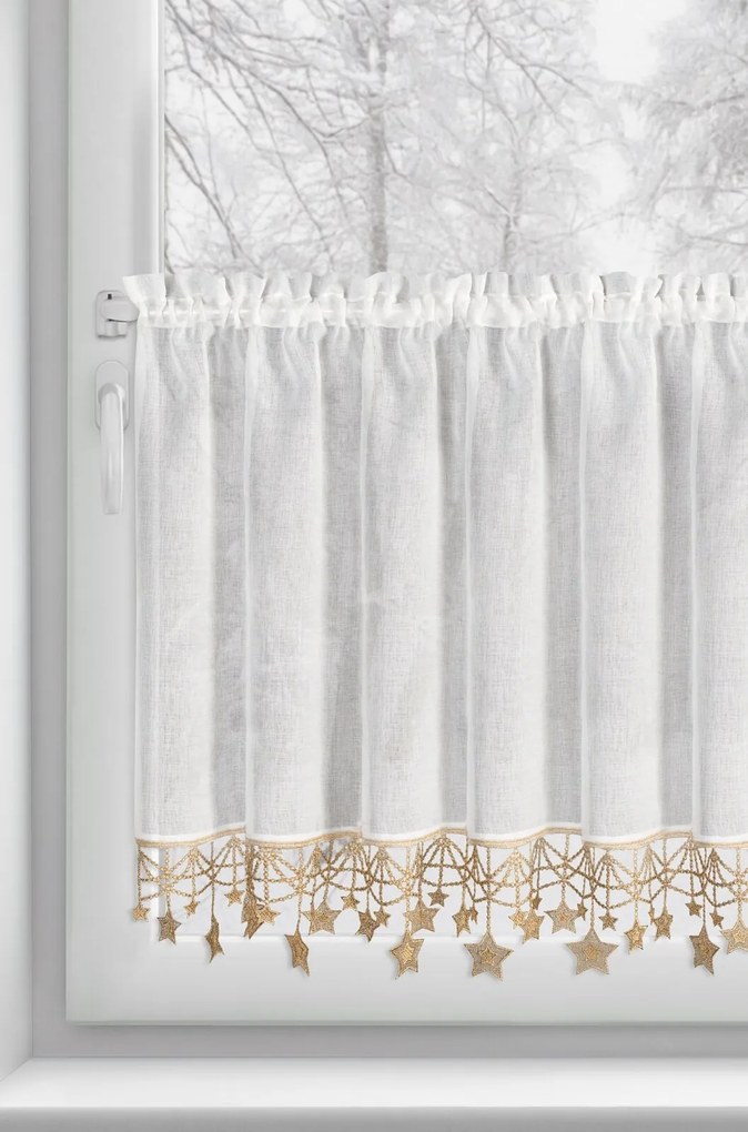 KRÁTKA VIANOČNÁ ZÁCLONA NA PÁSKE XMAS 60X150 CM HVIEZDY