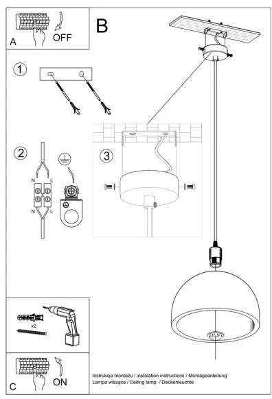 Sollux SL.0847 - Luster na lanku PABLITO 1xE27/60W/230V betón