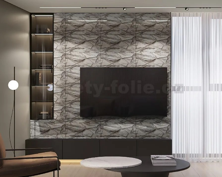 Samolepiace PVC 3D panely LVT06, cena za kus, rozmer 60 x 30 cm, mramor hnedý lesklý, IMPOL TRADE
