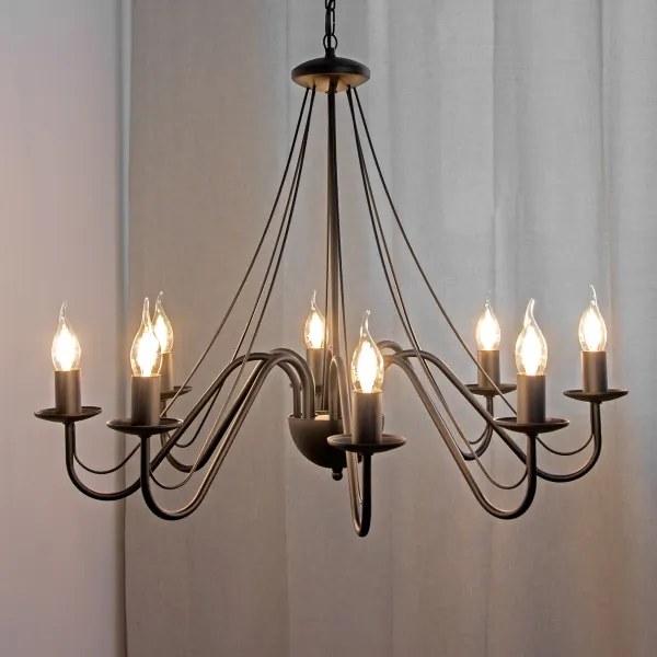 Luster na reťazi MALBO 8xE14/10W/230V čierny