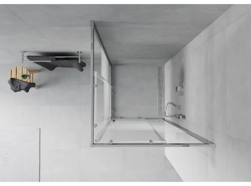 Mexen Rio, štvorcový sprchovací kút s posuvnými dverami 70(dvere) x 70(dvere) x 190 cm, 6mm číre sklo s pásikmi, chrómový profil, 860-070-070-01-20