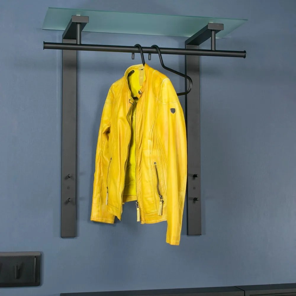 Čierny kovový nástenný vešiak s poličkou 80 cm Dutch – Spinder Design