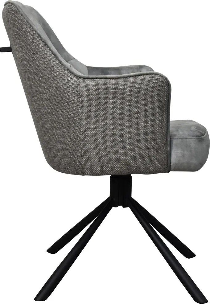 Otočná jedálenská stolička Axel, stredne šedá zamatová látka/tkanina