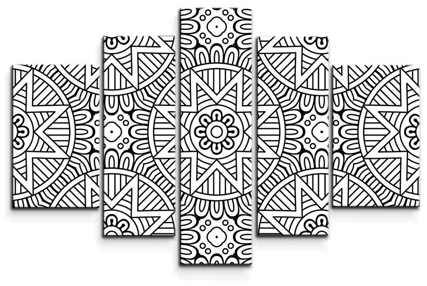 Sablio Obraz - 5-dílný Hviezdy mehendi - 125x90 cm