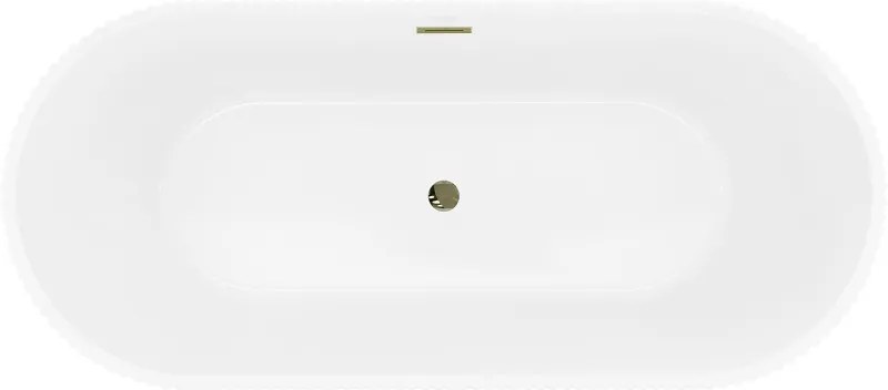 Mexen Yara, voľne stojaca ryhovaná vaňa 170 x 75 cm, biela-čierna, zlatý lesklý prepad, 52861707575-50