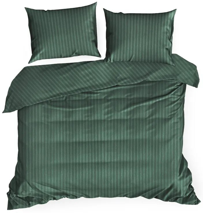 Dekorstudio Saténové posteľné obliečky VERA s jemnými prúžkami v zelenej farbe Rozmer posteľných obliečok: Šírka x Dĺžka: 160x200cm + 2 ks 70x80 cm