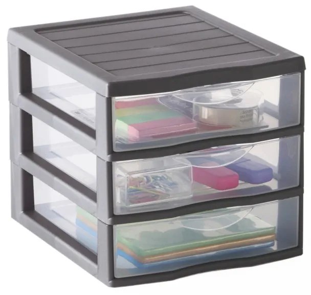 Úložný box s 3 zásuvkami, antracit, OFFICEMIX A4 3A