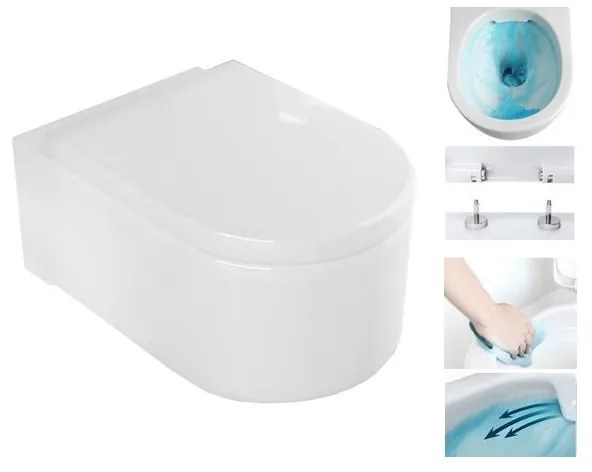 Mexen SOFIA Rimless závesná wc misa so sedátkom s pomalým zatváraním, 49 x 37 cm, biela, 30541000