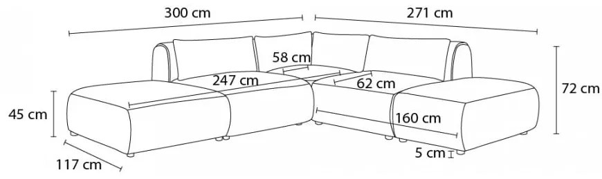 Sivá rohová pohovka (variabilná) Jeanne – Bobochic Paris