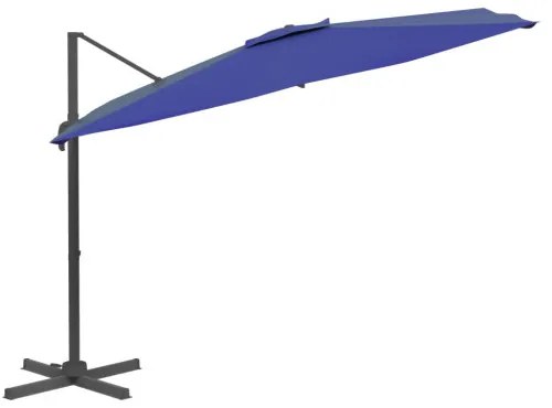 vidaXL LED konzolový slnečník azúrovomodrý 400x300 cm-