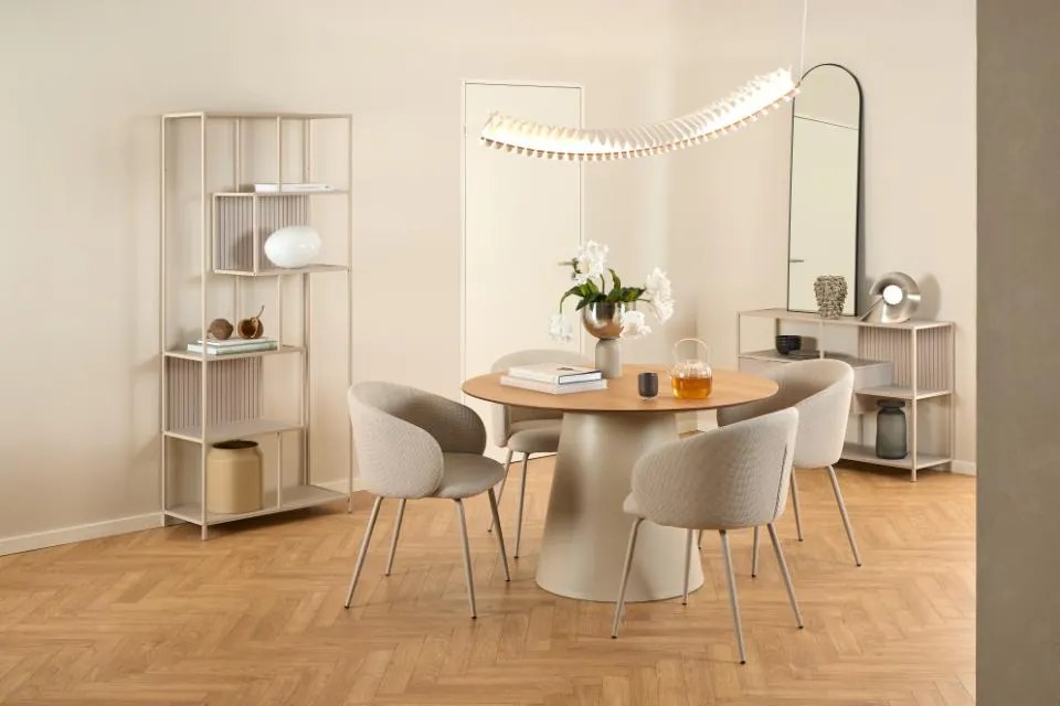 Okrúhly jedálenský stôl Soli 120 cm dub prírodný/kašmírový
