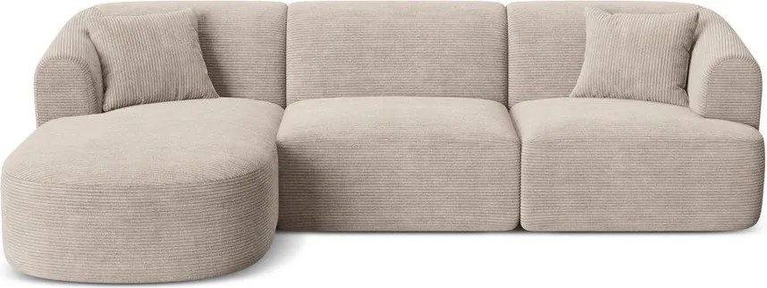 Svetlohnedá menčestrová rohová pohovka (ľavý roh/s leňoškou) Campi – Cosmopolitan Design