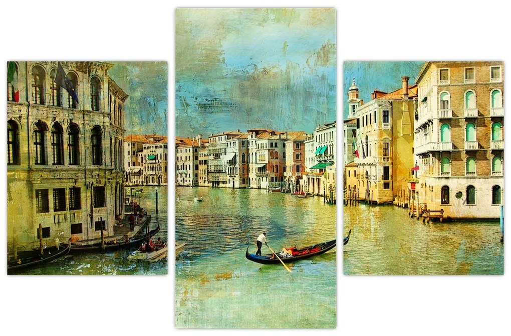 Obraz - Benátsky kanál a gondoly (90x60 cm)