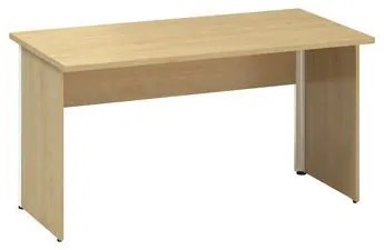 Kancelársky stôl Alfa 100 so sivým podnožím, 140 x 70 x 73,5 cm, rovné vyhotovenie, dezén divoká hruška