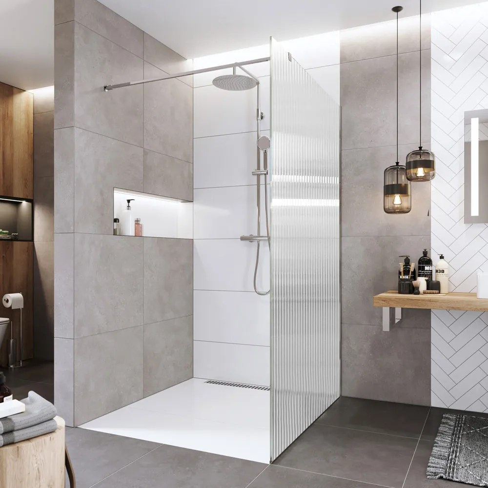 Mereo Mereo, Sprchová stena WALK IN, Novea, chróm ALU, sklo Line, MER-CK10600HL