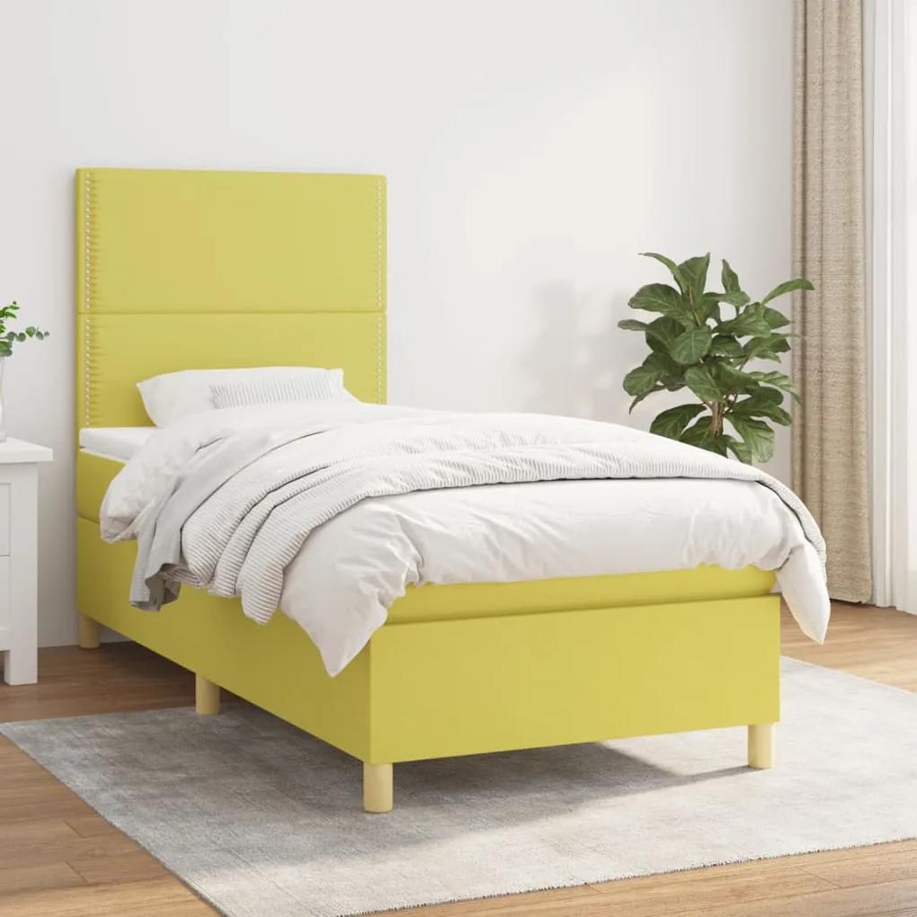 Boxspring posteľ s matracom zelená 100x200 cm látka 3142240