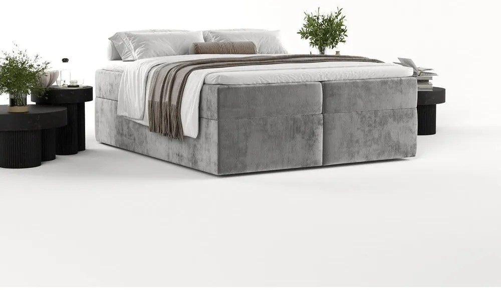 Sivá boxspring posteľ s úložným priestorom 180x200 cm Yoko – Maison de Rêve